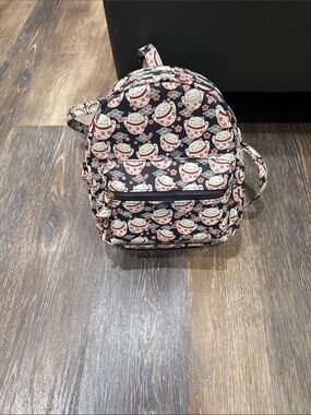 Cute Lucky Cat Print Mini Backpack - Black & Pink